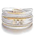 Hvítt/gull multy armband leður
